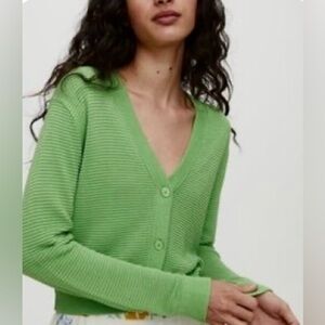 Aritzia Wilfred Linen Blend Cardigan Sweater Size L